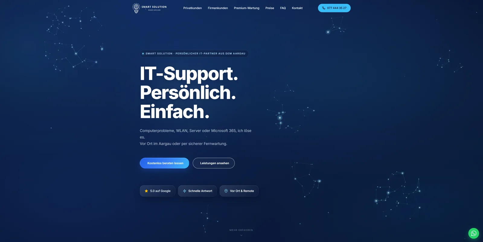 Startseite von Smart Solution, der eigenen Firmenwebsite
